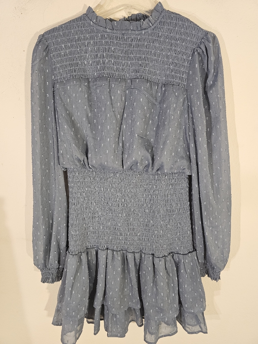 AQUA Clip Dot Smocked Waist Dress